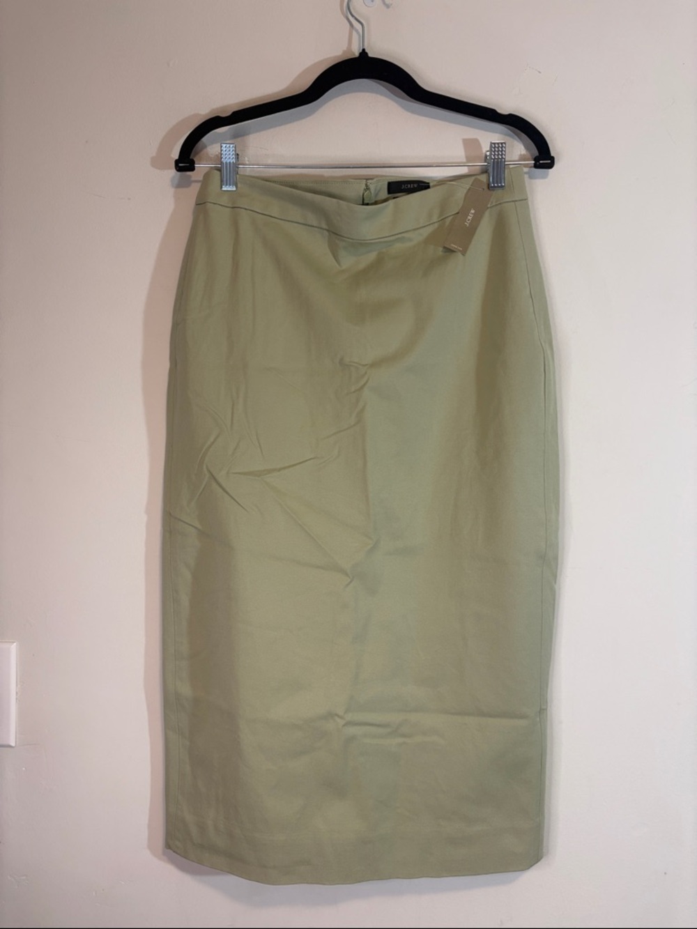 NWT J. Crew Sage Green Khaki No. 3 Pencil Skirt Midi Length Business Size 8 TALL